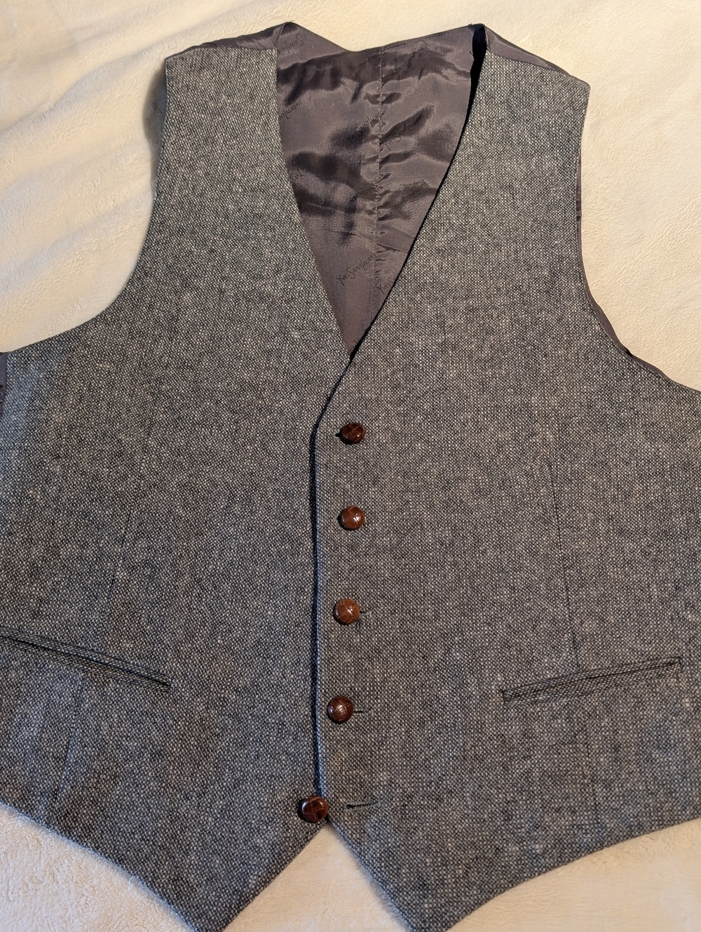 Vintage Yves Saint Laurent Classic Men's Tweed Vest. 40 Inch Chest.